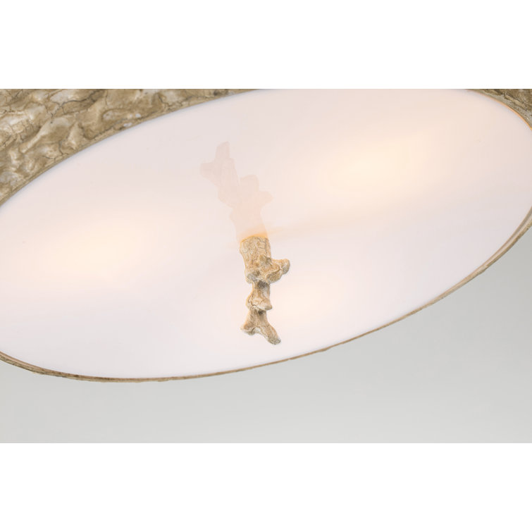 Pewter Hand-Painted 3-Light Geometric Flush Mount with Frosted Glass