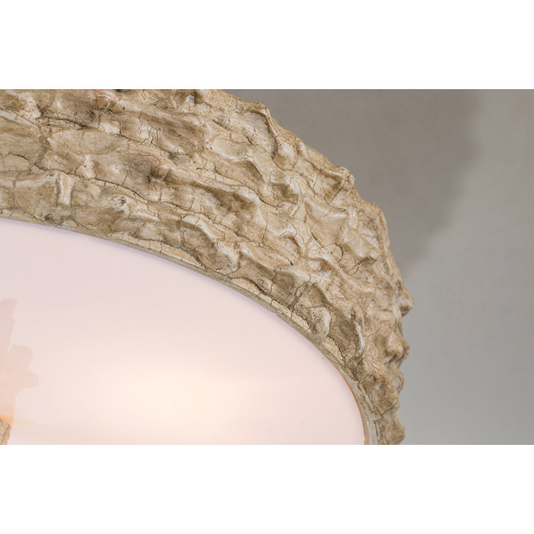 Pewter Hand-Painted 3-Light Geometric Flush Mount with Frosted Glass