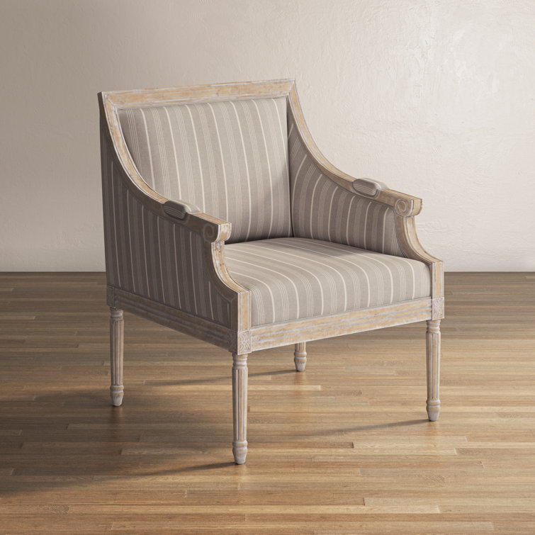 Rowena Taupe Birch Wood Handcrafted Armchair with Cushion