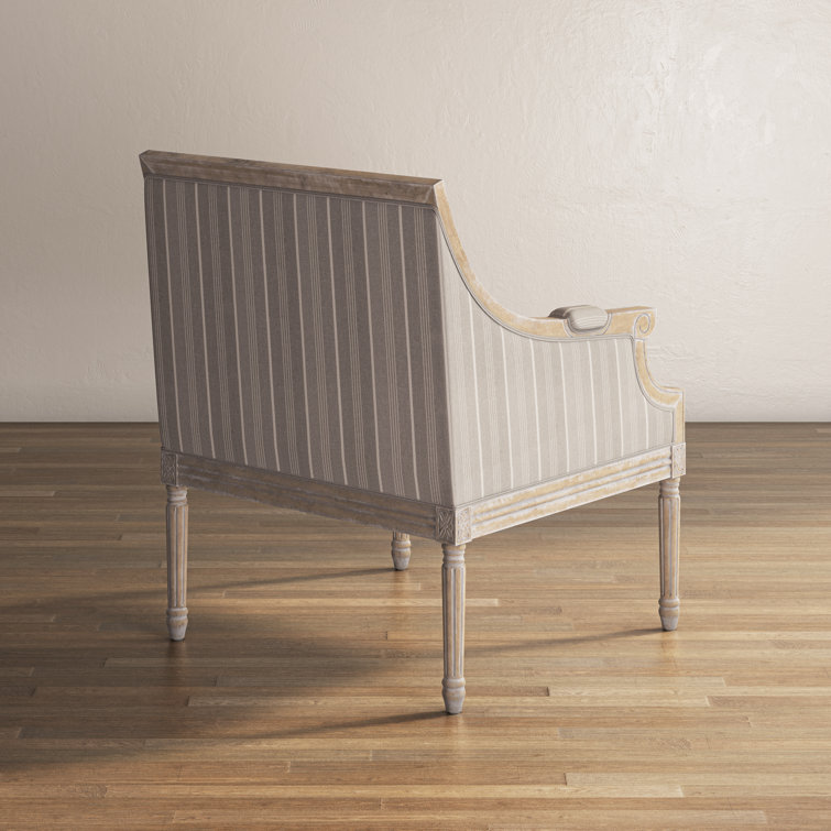 Rowena Taupe Birch Wood Handcrafted Armchair with Cushion