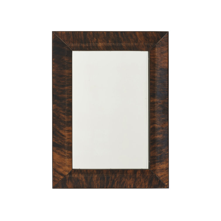 Park City Meadows 50'' Transitional Bronze Wood-Leather Wall Mirror