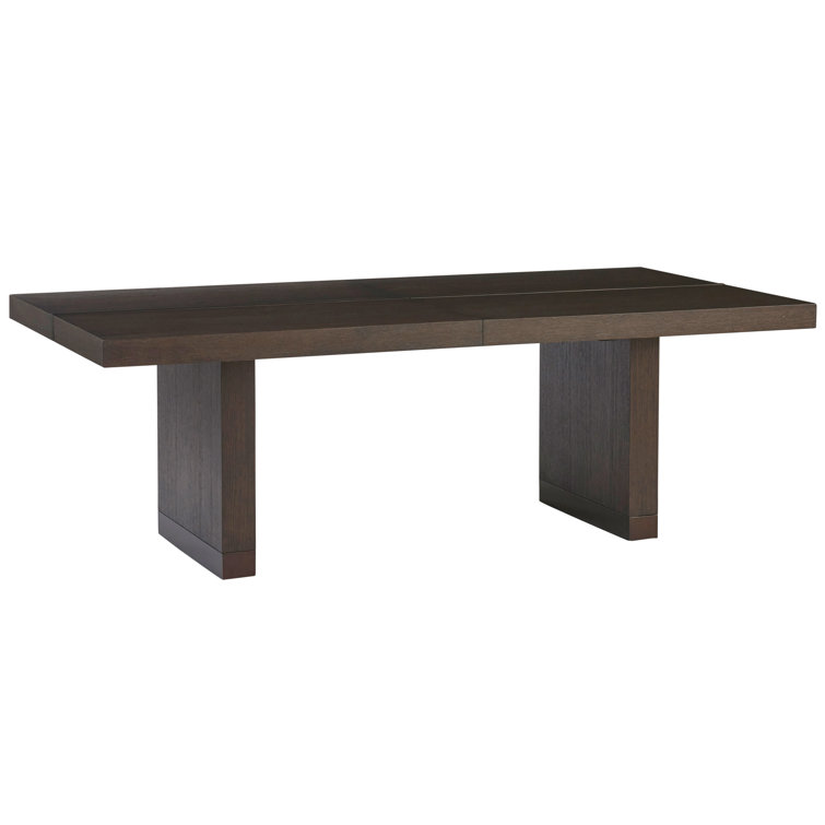 Brown Wood and Marble Extendable Rectangular Dining Table