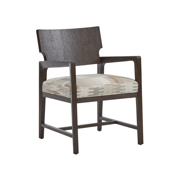 Highland Park Curved Back Leather Upholstered Arm Chair in Brown