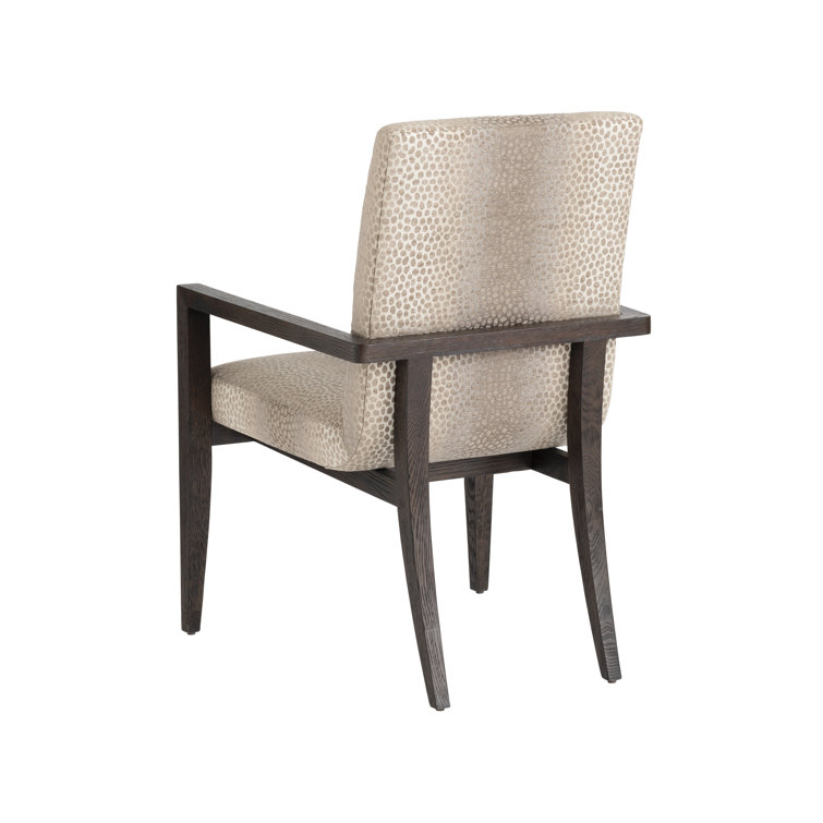 Beige Animal Print Wood Frame Arm Chair