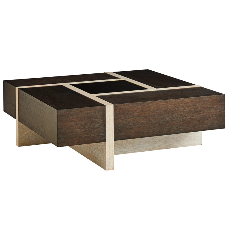 Canyon Mocha 44" Square Wood & Metal Coffee Table with Burnished Bronze Insert