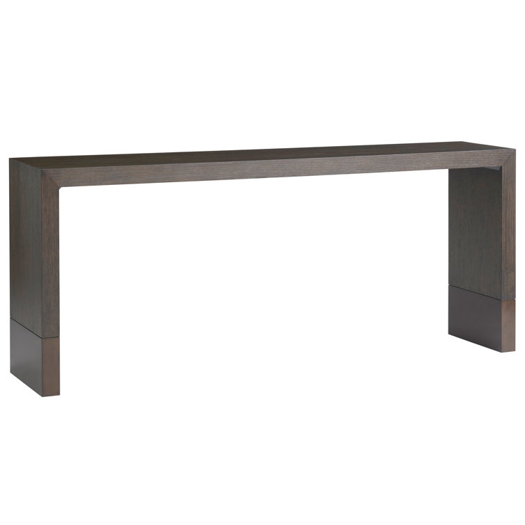 Dark Oak and Burnished Bronze Minimalist Hallway Table