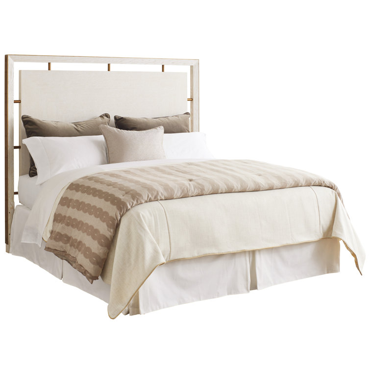 Queen Cream Wood and Leather Panel Headboard