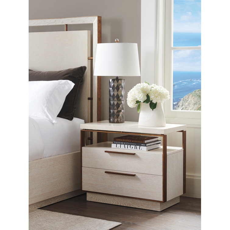 Carmel Contemporary Cream Nightstand with Soft Close Drawers