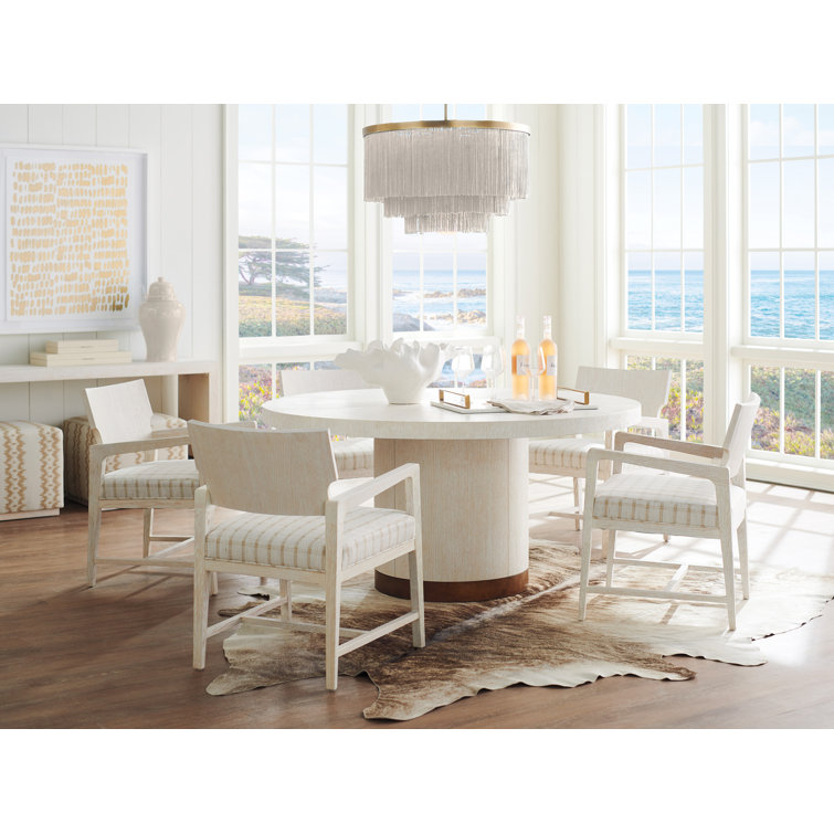 Carmel 60" Gold and Cream Round Marble-Top Dining Table