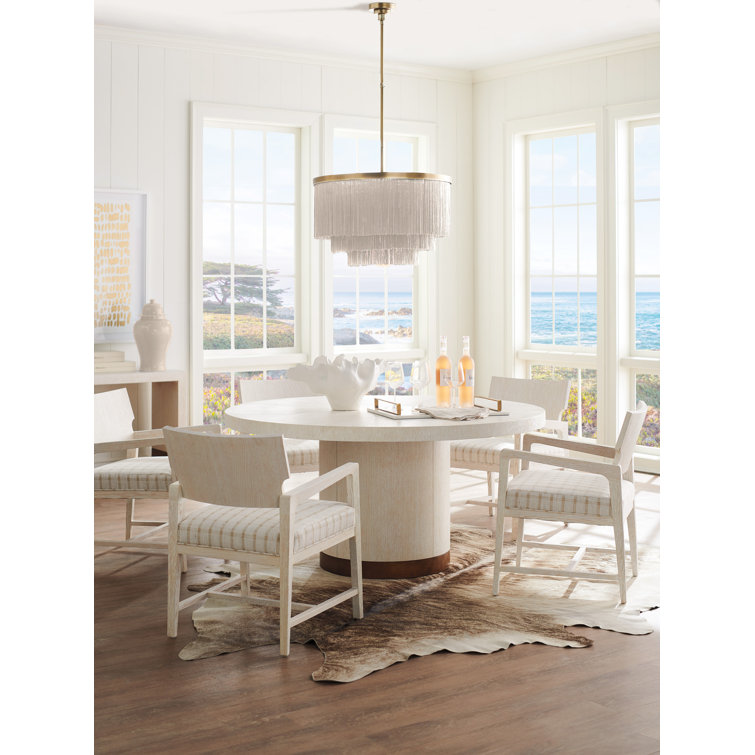 Carmel 60" Gold and Cream Round Marble-Top Dining Table