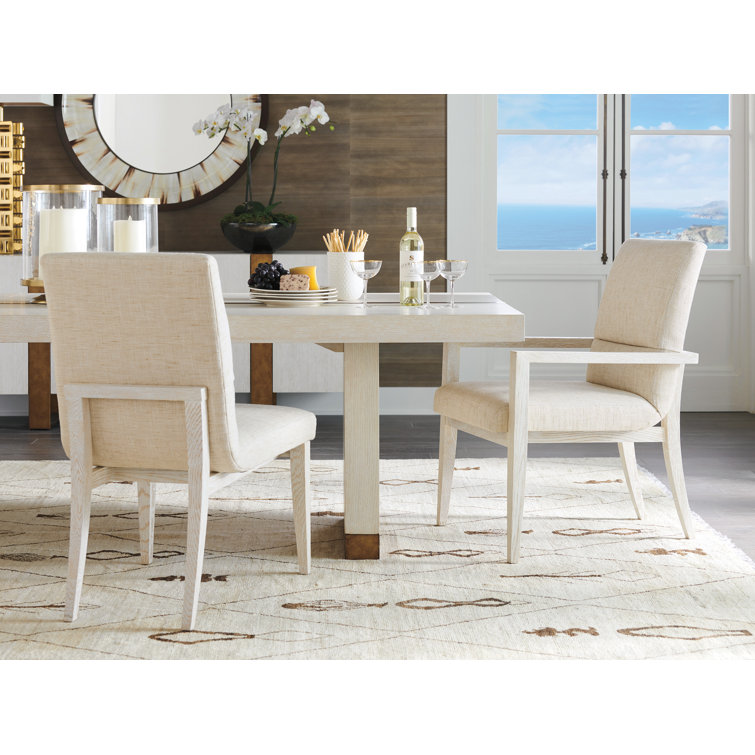 Carmel Linen-Feel Beige Upholstered Wood Arm Chair 24.25"