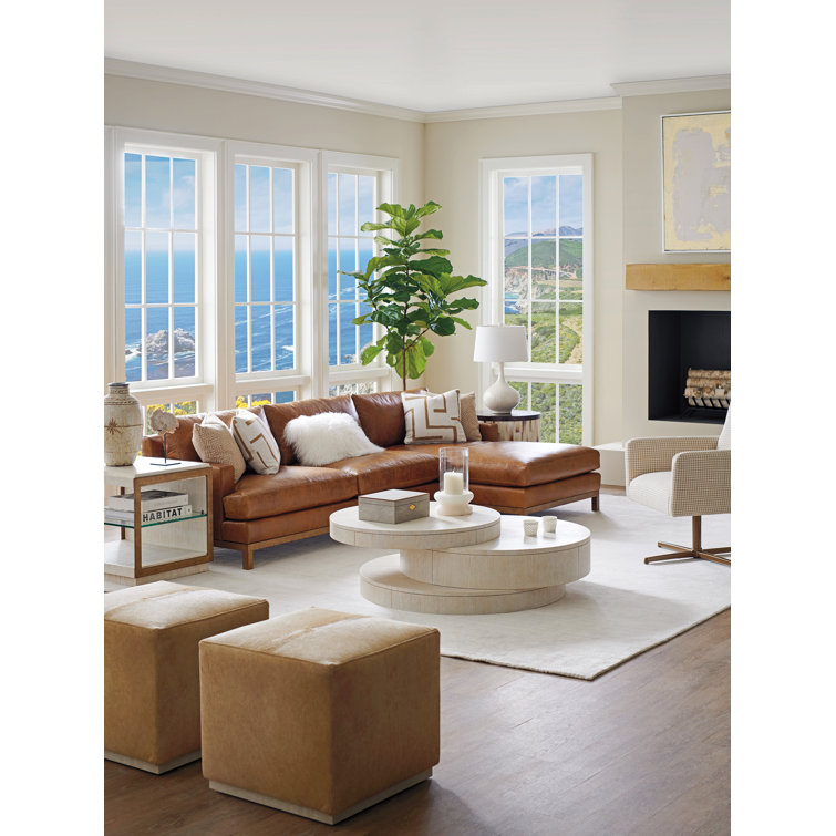 Carmel Winter White Solid Wood Round Coffee Table with Storage