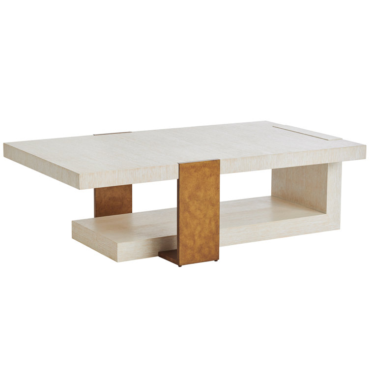 Winter White Rectangular Wood and Metal Outdoor Coffee Table