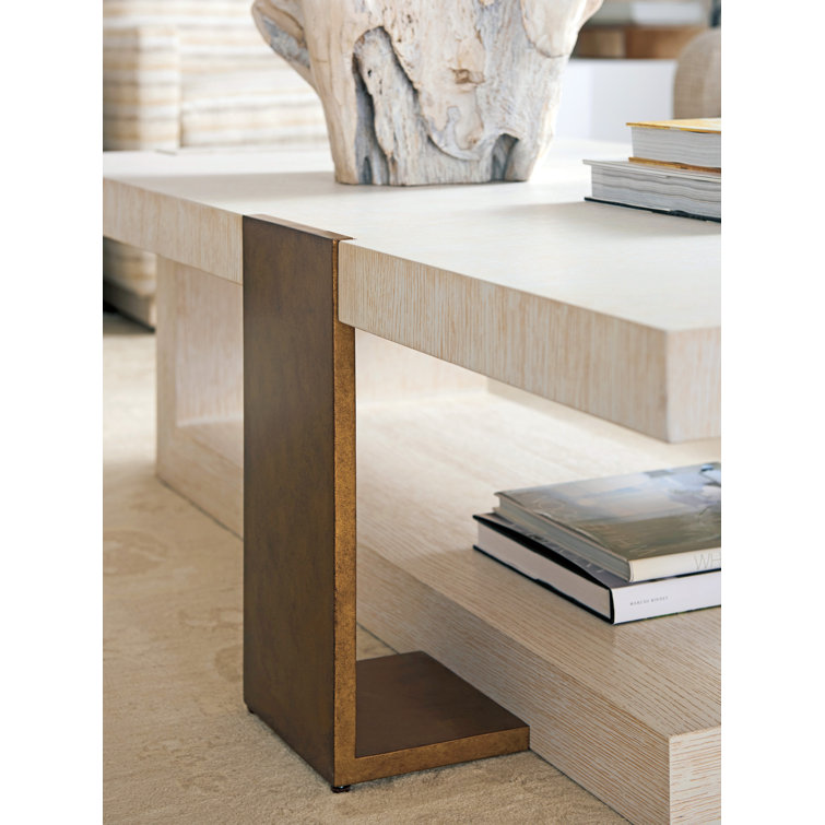 Winter White Rectangular Wood and Metal Outdoor Coffee Table