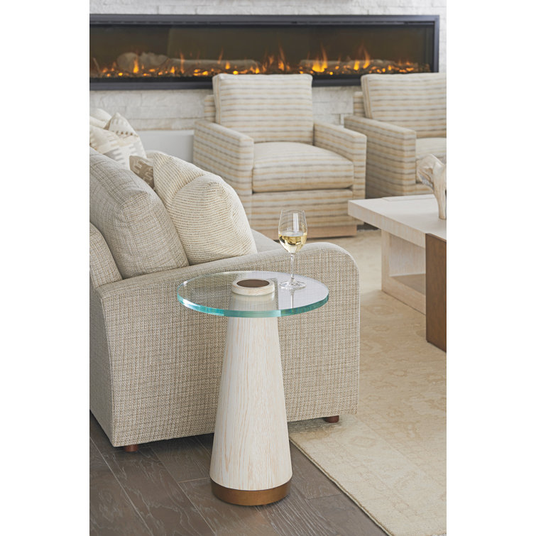 Castlewood Cream Round Wood & Glass Accent Table