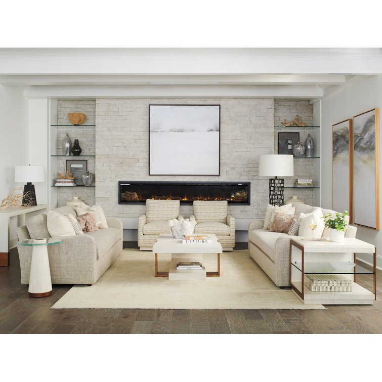 Castlewood Cream Round Wood & Glass Accent Table