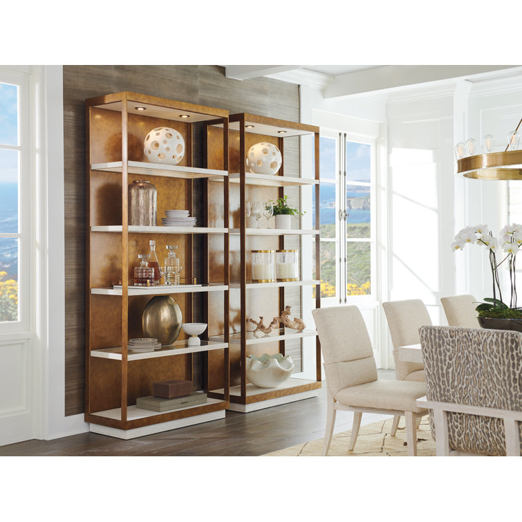 Adjustable White Oak and Camel Brown Contemporary Bookcase