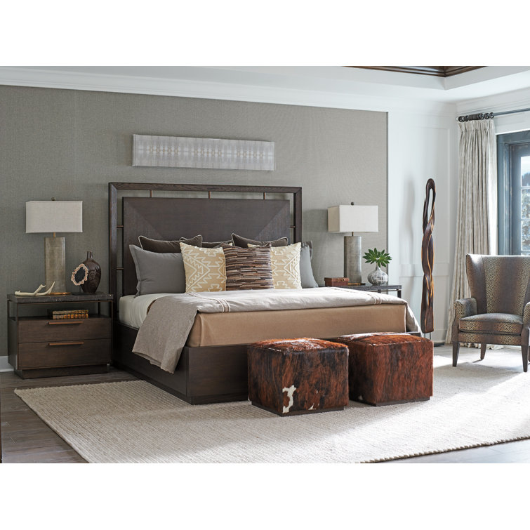 Sundance Transitional California King Panel Bed with Floating Wood Headboard