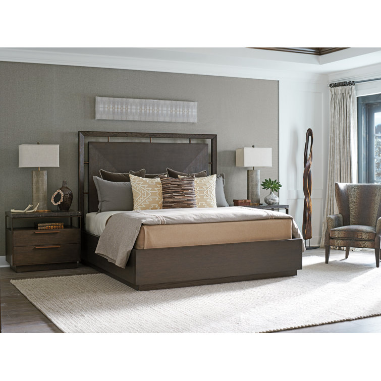 Sundance Transitional California King Panel Bed with Floating Wood Headboard