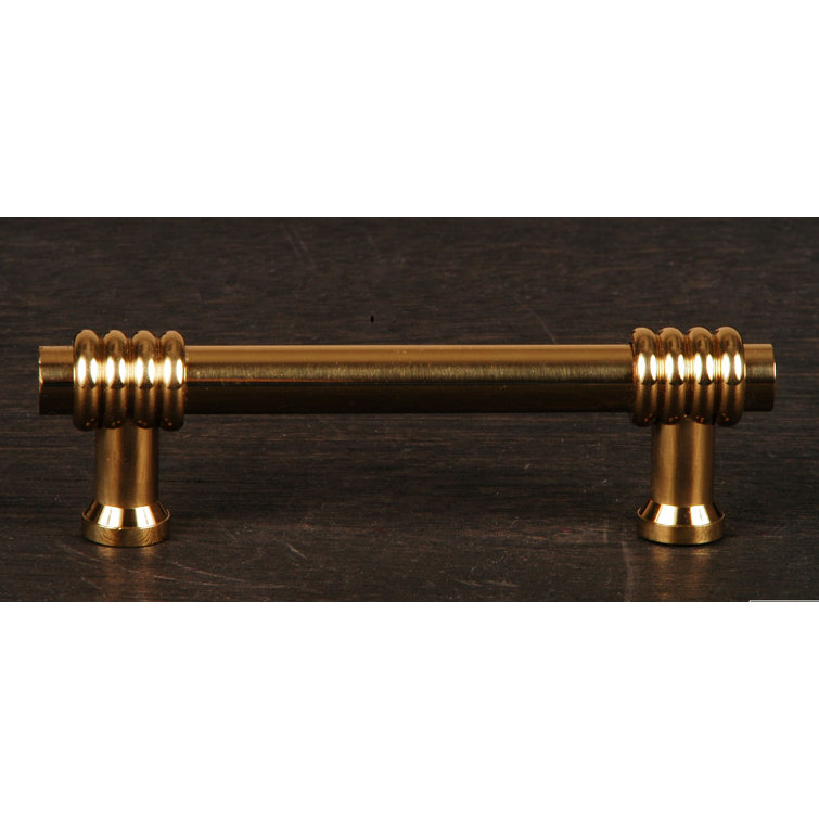 Polished Brass Modern Bar Pull with Mounting Hardware