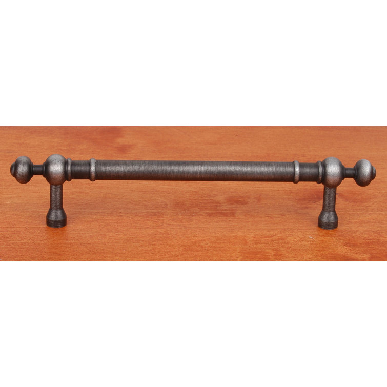 Distressed Nickel 5'' Bar Pull with Decorative Ends
