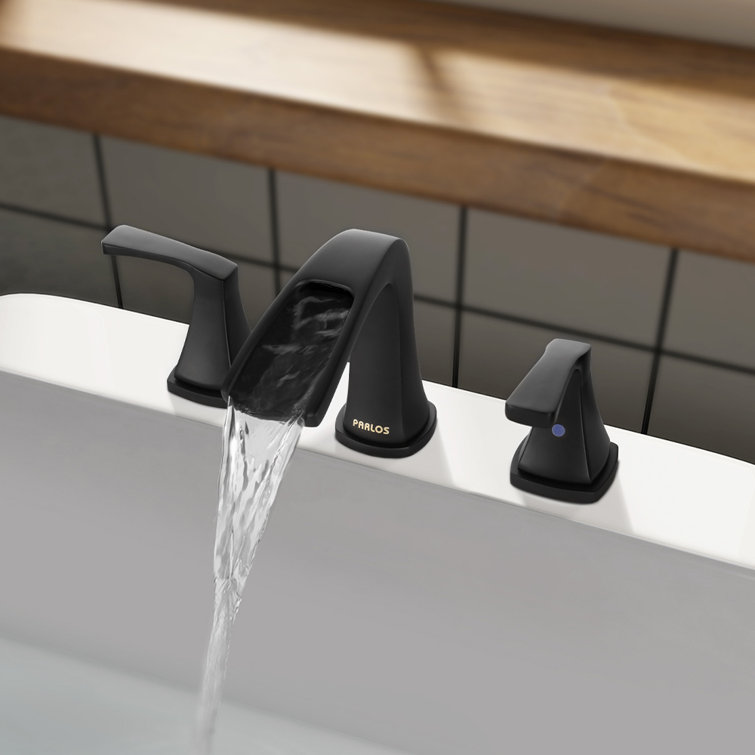 Doris Matte Black 2-Handle Waterfall Roman Tub Faucet