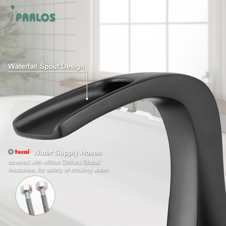 Doris Matte Black 2-Handle Waterfall Roman Tub Faucet