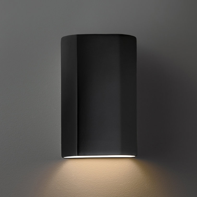 Ryhmes Black Ceramic Cylinder Wall Sconce, 9.25" Height