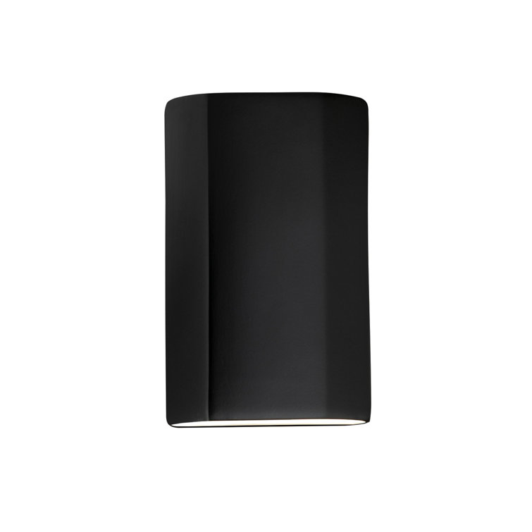 Ryhmes Black Ceramic Cylinder Wall Sconce, 9.25" Height