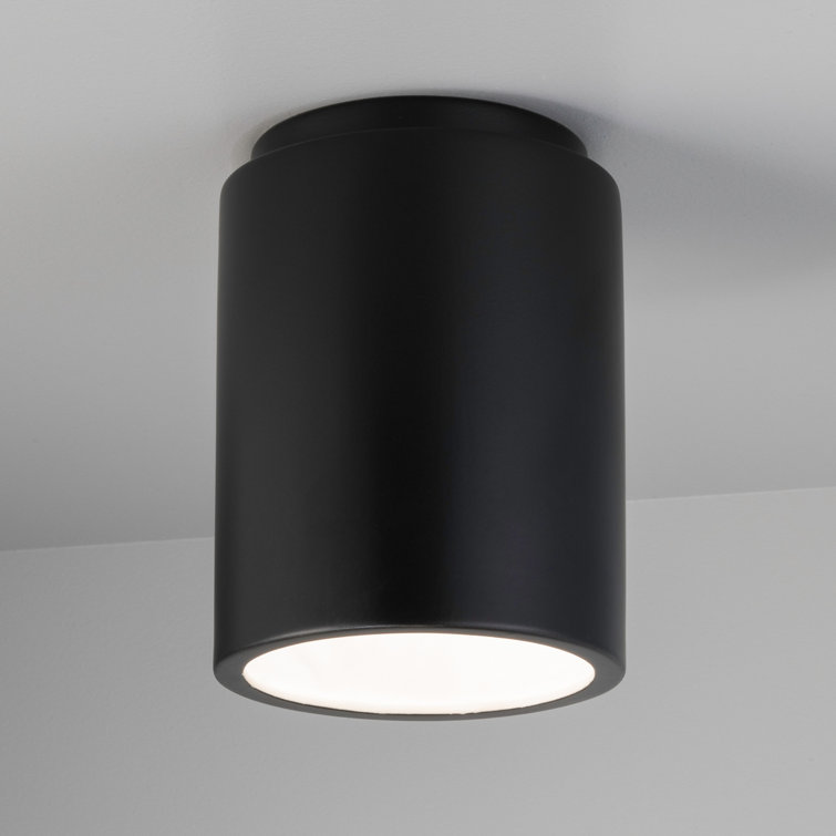 Matte Black Cylinder Ceramic Outdoor Wall Light 8.5"