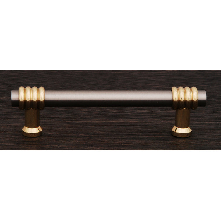 Satin Nickel and Brass Modern Bar Pull with Mounting Hardware