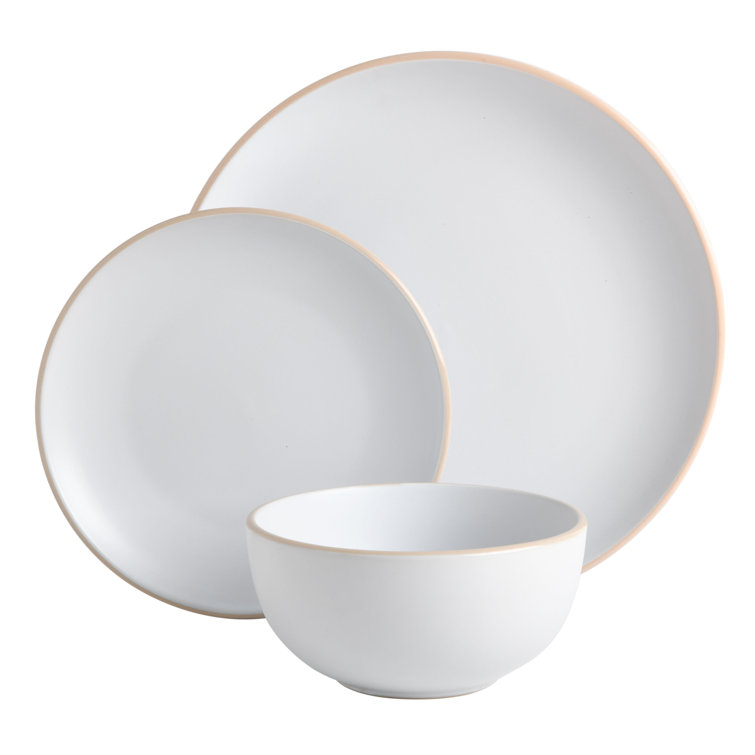 White Ceramic 12-Piece Dinnerware Set with Matte Finish