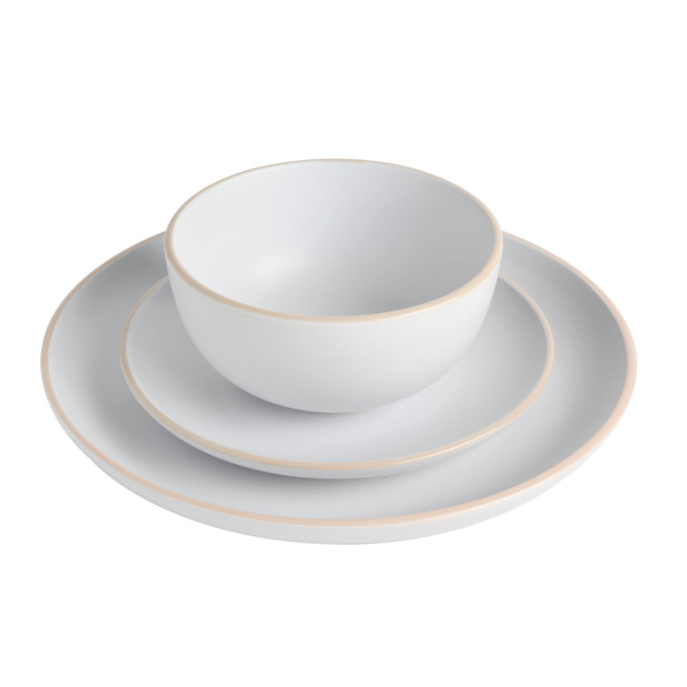 White Ceramic 12-Piece Dinnerware Set with Matte Finish