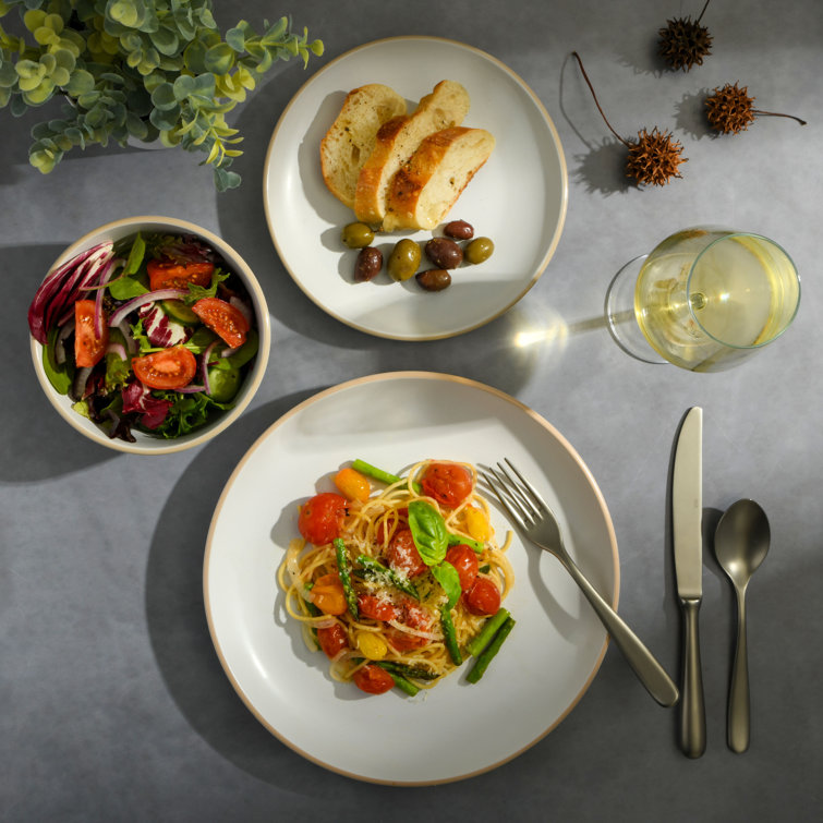 White Ceramic 12-Piece Dinnerware Set with Matte Finish
