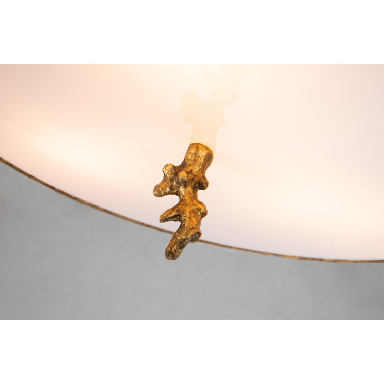Gold Hand-Painted Frosted Glass Flush Mount Light