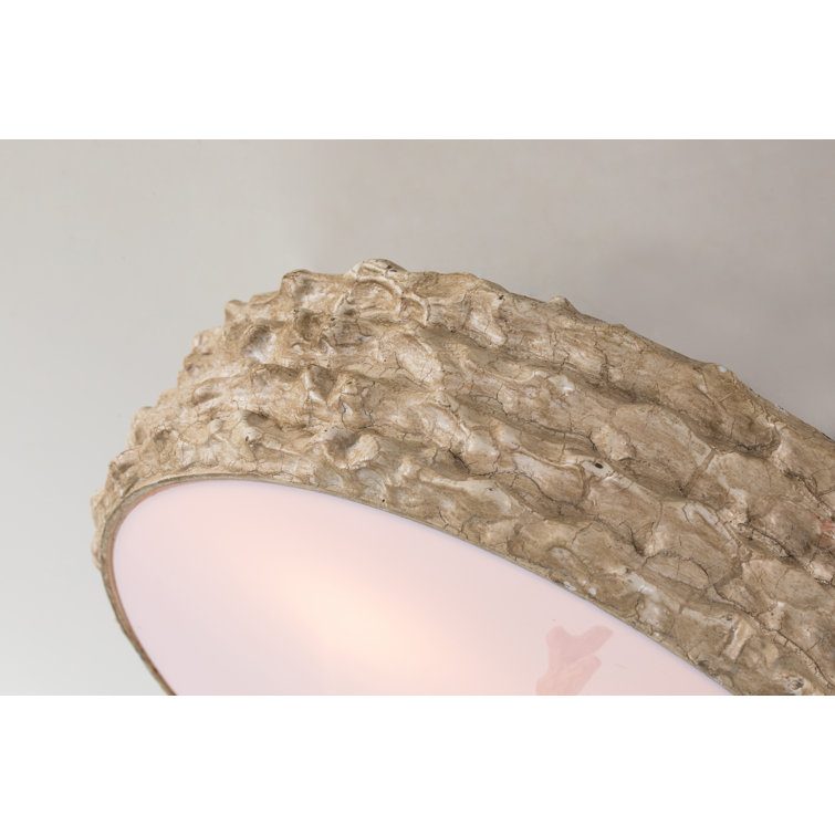 Pewter Hand-Painted 3-Light Geometric Flush Mount with Frosted Glass