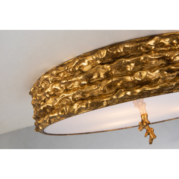 Sahrad Gold Leaf Sanded Glass 4-Light Indoor/Outdoor Flush Mount