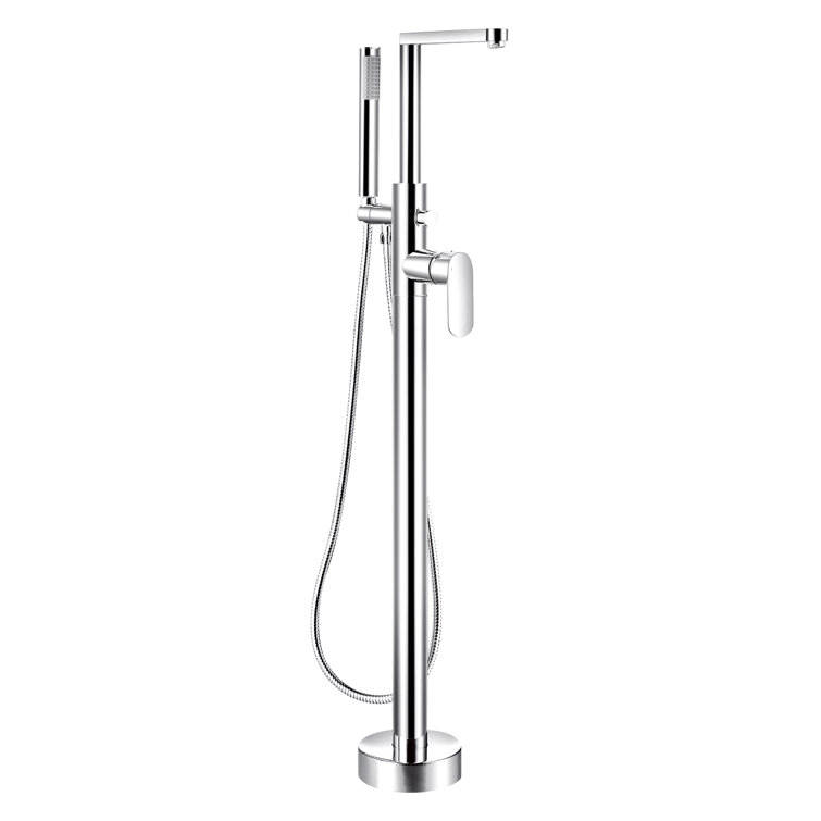 Chrome Freestanding Bathtub Faucet with Handheld Shower