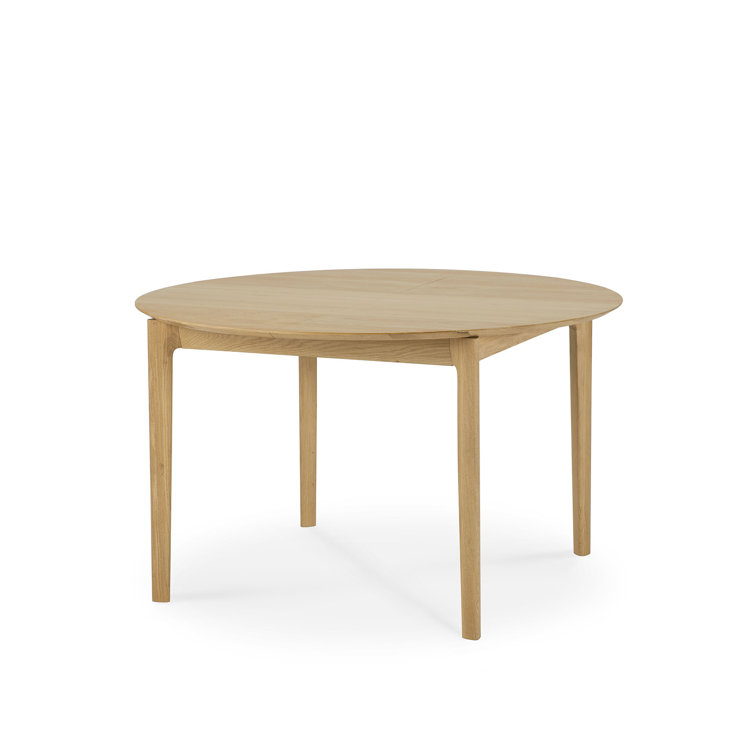 Tan Oak Round Extendable Dining Table for Six