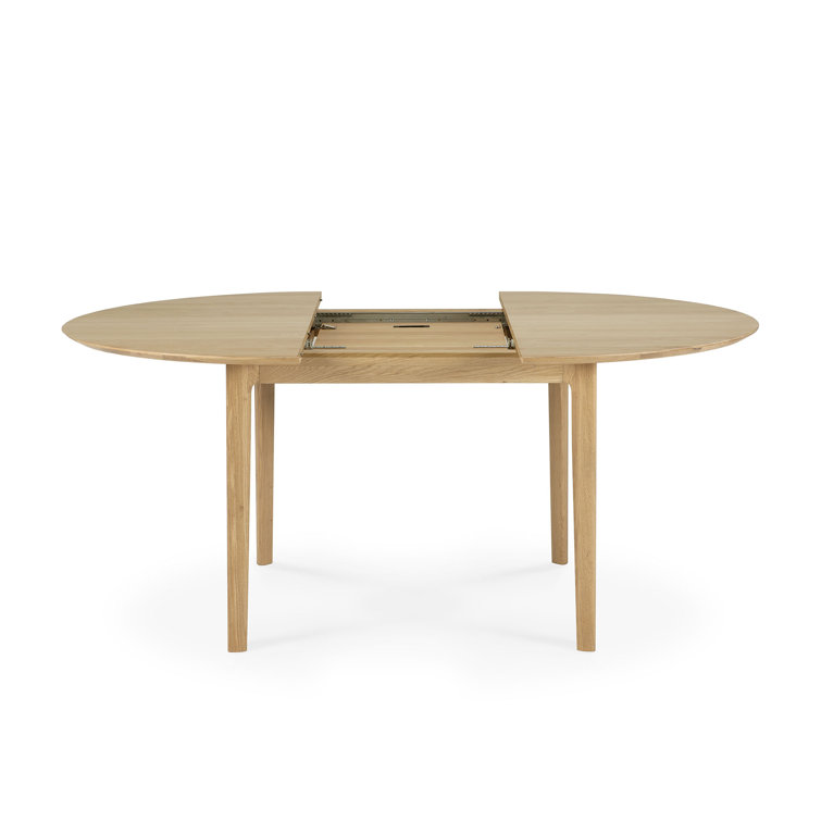 Tan Oak Round Extendable Dining Table for Six