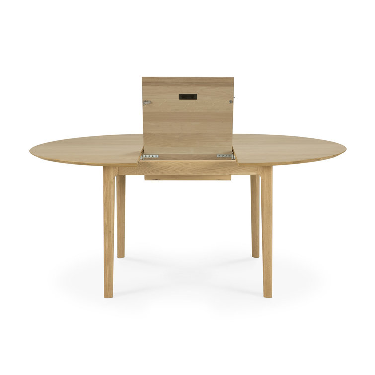 Tan Oak Round Extendable Dining Table for Six