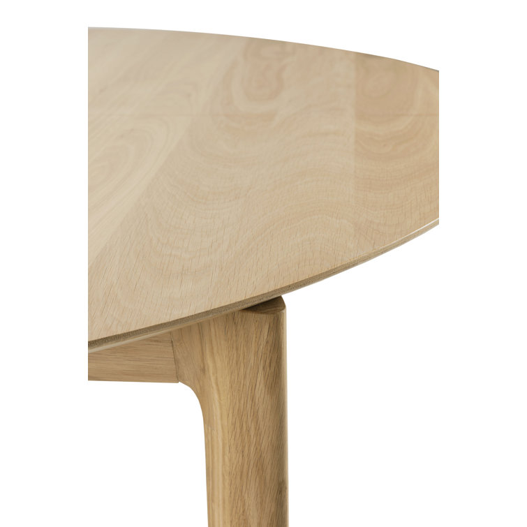 Tan Oak Round Extendable Dining Table for Six