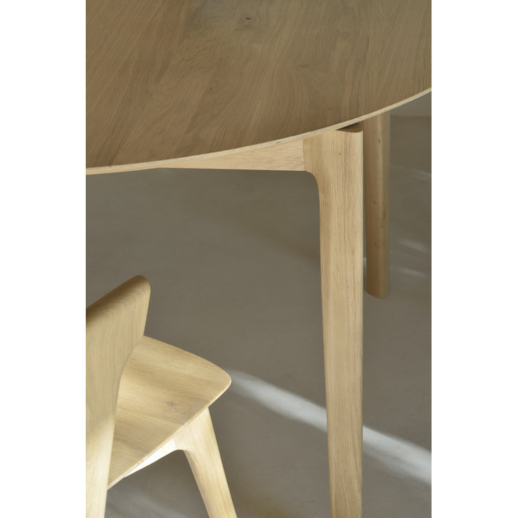 Tan Oak Round Extendable Dining Table for Six