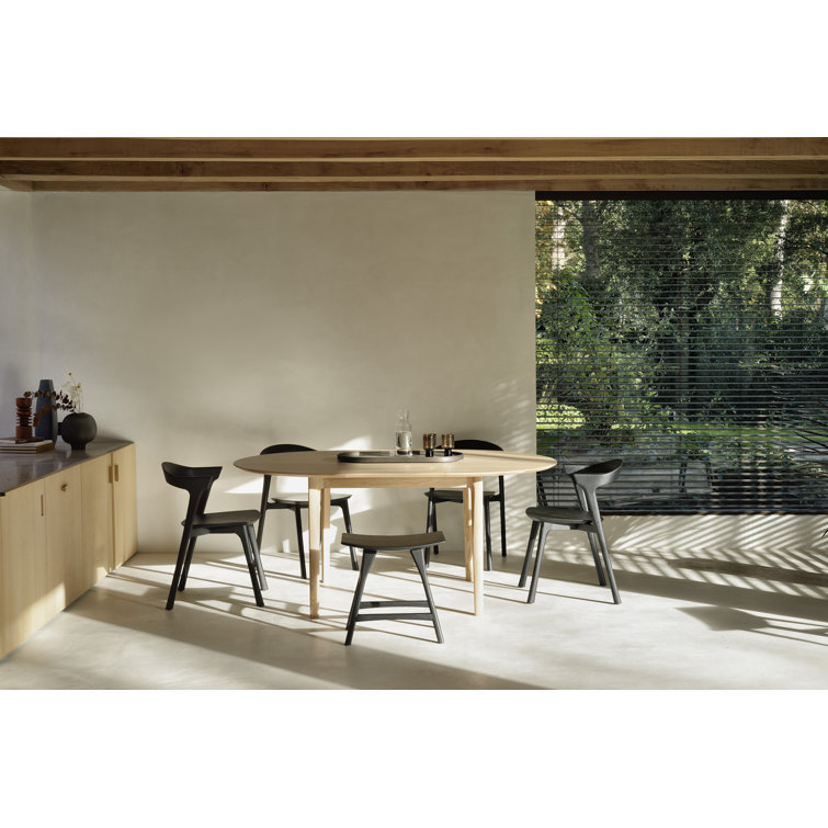 Tan Oak Round Extendable Dining Table for Six
