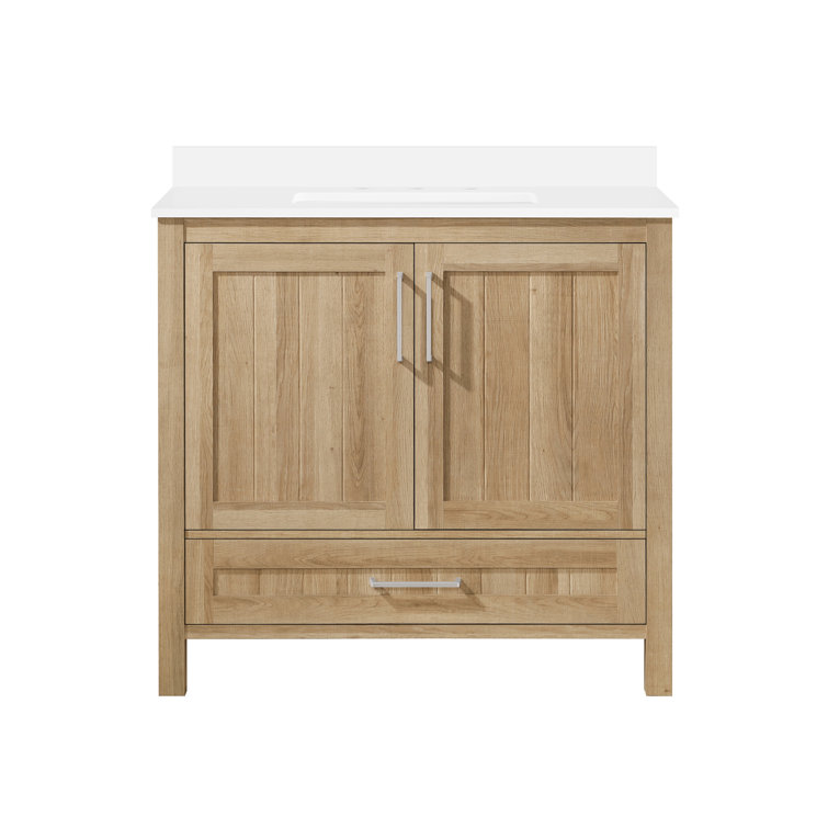 Kansas 36" White Oak Freestanding Bathroom Vanity with Sink