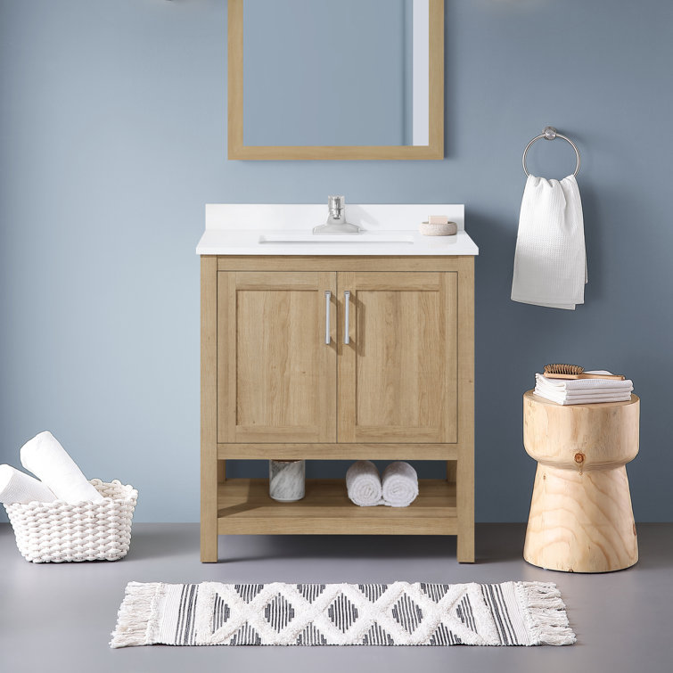 Vegas 30" White Oak Freestanding Bathroom Vanity with Ceramic Sink