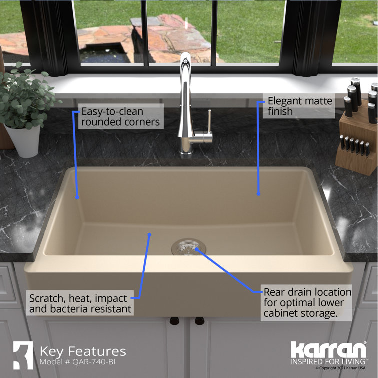 Matte Bisque Quartz Farmhouse Apron Single Bowl Kitchen Sink