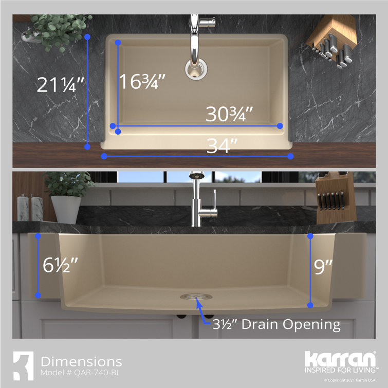 Matte Bisque Quartz Farmhouse Apron Single Bowl Kitchen Sink