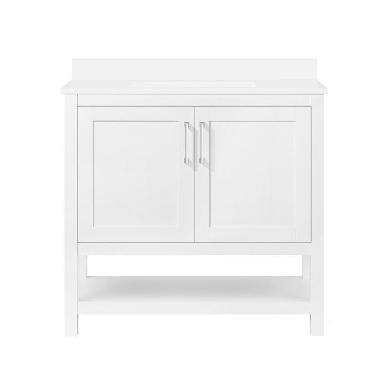 Vegas 36" Pure White Freestanding Bathroom Vanity with Marble Top