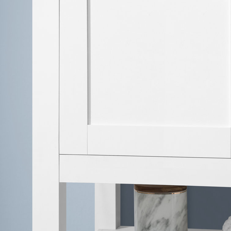 Vegas 36" Pure White Freestanding Bathroom Vanity with Marble Top